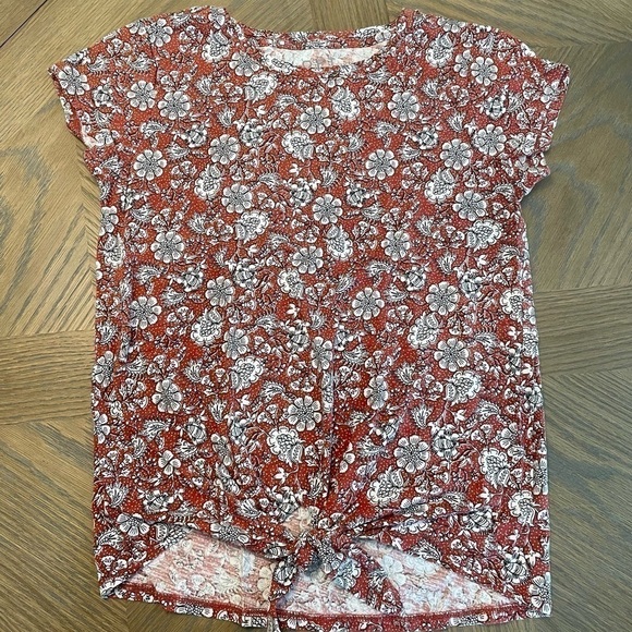 LOFT Tops - LOFT Vintage Soft Floral Tie Knot Short Sleeve Top
